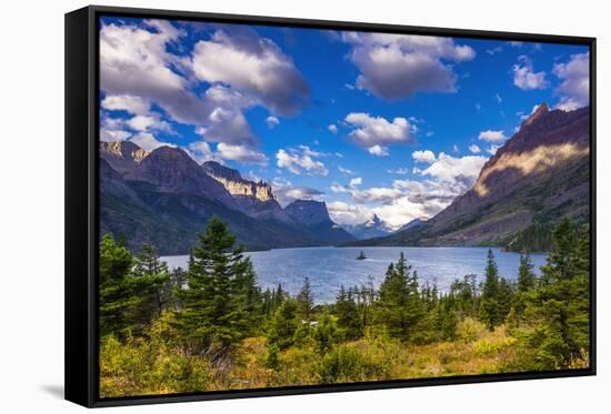 Saint Mary Lake and Wild Goose Island, Glacier National Park, Montana-Russ Bishop-Framed Stretched Canvas