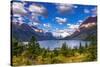 Saint Mary Lake and Wild Goose Island, Glacier National Park, Montana-Russ Bishop-Stretched Canvas