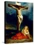 Saint Mary Magdalene at the Foot of the Cross, 1829 (Oil on Canvas)-Ferdinand Victor Eugene Delacroix-Stretched Canvas