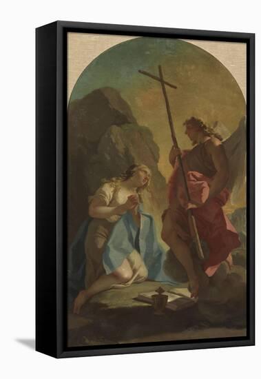 Saint Mary Magdalene in the Desert-Mattia Bortoloni-Framed Stretched Canvas