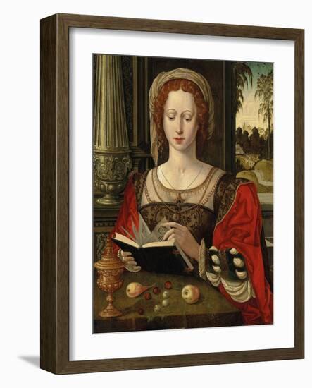 Saint Mary Magdalene Reading, at a Table with Fruit and a Golden Tazza-null-Framed Giclee Print