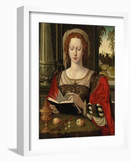 Saint Mary Magdalene Reading, at a Table with Fruit and a Golden Tazza-null-Framed Giclee Print