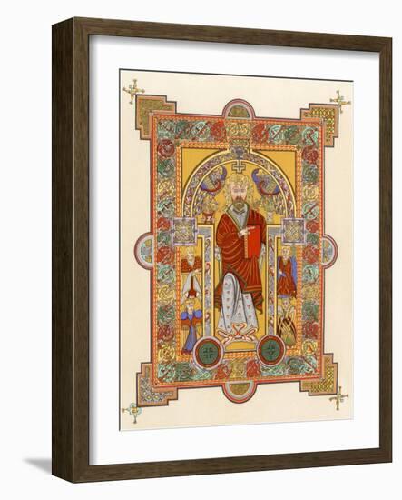 Saint Matthew, an Illuminated Manuscript Page from the Book of Kells, 8th or 9th Century Ad-null-Framed Giclee Print