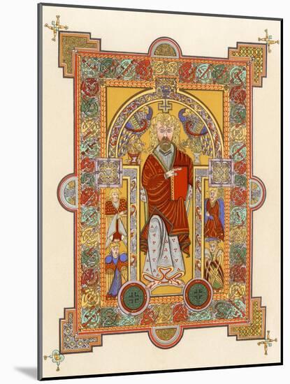 Saint Matthew, an Illuminated Manuscript Page from the Book of Kells, 8th or 9th Century Ad-null-Mounted Giclee Print
