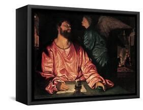 Saint Matthew and the Angel, c.1534-Giovanni Girolamo Savoldo-Framed Stretched Canvas
