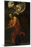 Saint Matthew Writing, Inspired by an Angel, 1600-1602-Caravaggio-Mounted Giclee Print