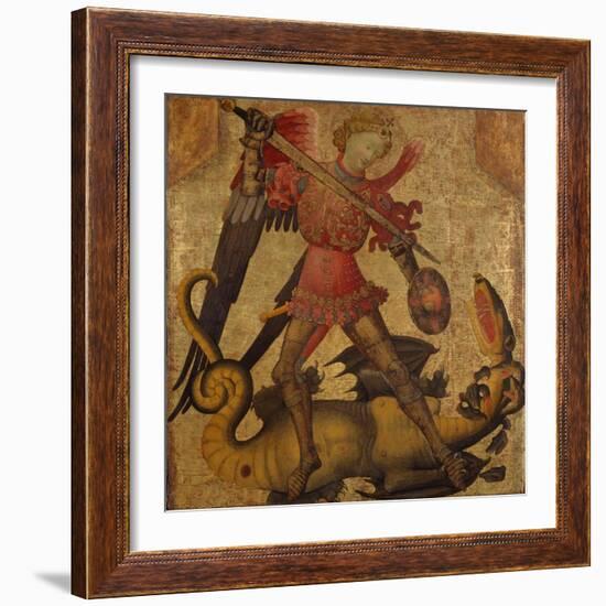 Saint Michael and the Dragon, c.1405-Spanish School-Framed Giclee Print