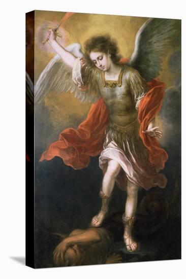 Saint Michael Banishes the Devil to the Abyss, 1665/68-Bartolome Esteban Murillo-Stretched Canvas