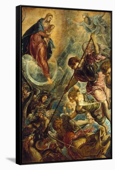 Saint Michael Defeating Satan, C. 1590-Titian (Tiziano Vecelli)-Framed Stretched Canvas