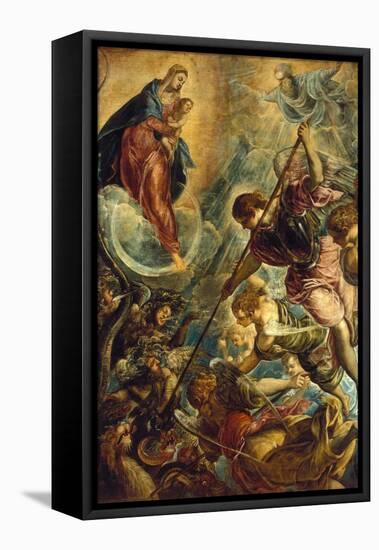 Saint Michael Defeating Satan, C. 1590-Titian (Tiziano Vecelli)-Framed Stretched Canvas