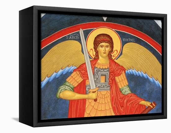 Saint Michael Fresco at Monastery of Saint-Antoine-le-Grand-Pascal Deloche-Framed Stretched Canvas