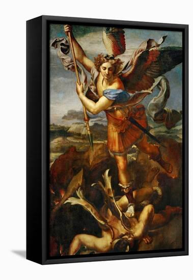 Saint Michael Slaying the Demon, 1518-Raphael-Framed Stretched Canvas