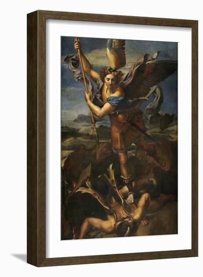 Saint Michael Vanquishing Satan, 1518-Raphael-Framed Premium Giclee Print