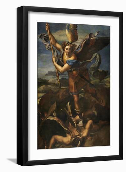 Saint Michael Vanquishing Satan, 1518-Raphael-Framed Premium Giclee Print