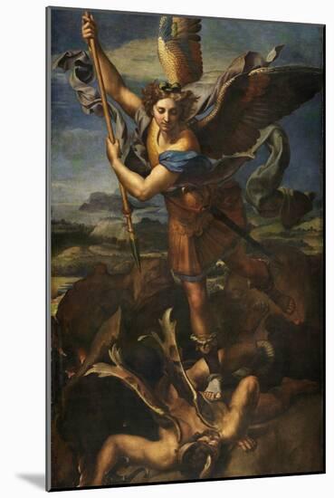 Saint Michael Vanquishing Satan, 1518-Raphael-Mounted Premium Giclee Print