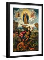 Saint Michael with the Devil and Our Lady of the Assumption Between Angels-Dosso Dossi-Framed Giclee Print