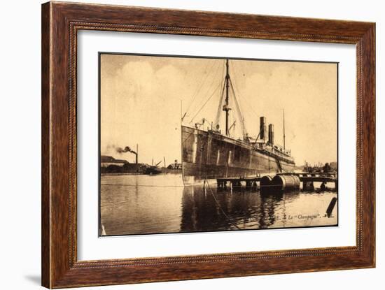 Saint Nazaire, Vapeur La Champagne Au Port-null-Framed Giclee Print