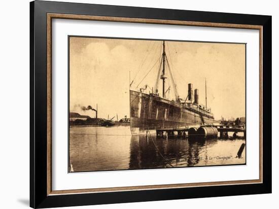 Saint Nazaire, Vapeur La Champagne Au Port-null-Framed Giclee Print