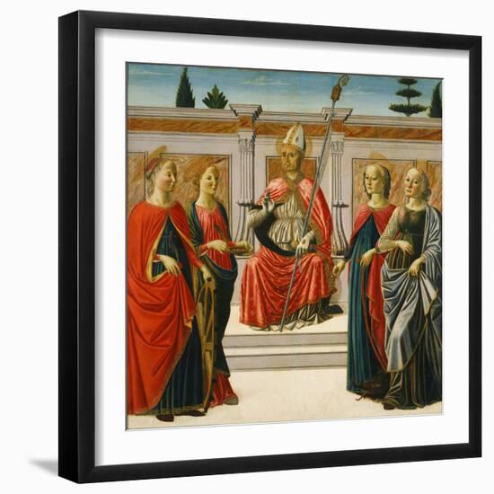 Saint Nicholas and Saints Catherine, Lucy, Margaret and Apollonia-Francesco Botticini-Framed Giclee Print