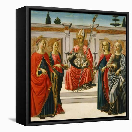 Saint Nicholas and Saints Catherine, Lucy, Margaret and Apollonia-Francesco Botticini-Framed Stretched Canvas