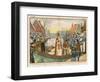 Saint Nicolas Arrives by Canal in a Dutch Village Accompanied by Black Peter-Eugene Damblans-Framed Art Print