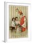 Saint Nicolas of Myra Depicted as Santa Claus, Distributing Presents to Children-null-Framed Art Print