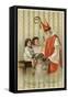 Saint Nicolas of Myra Depicted as Santa Claus, Distributing Presents to Children-null-Framed Stretched Canvas