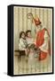 Saint Nicolas of Myra Depicted as Santa Claus, Distributing Presents to Children-null-Framed Stretched Canvas