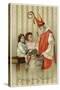 Saint Nicolas of Myra Depicted as Santa Claus, Distributing Presents to Children-null-Stretched Canvas