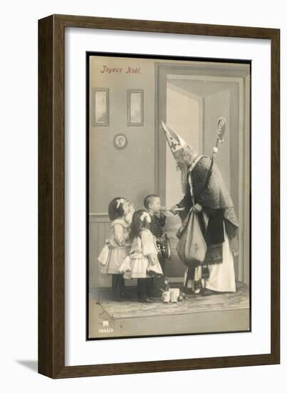 Saint Nicolas Visits Some Children and Gives Them Presents-null-Framed Photographic Print