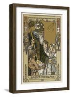 Saint Nicolas with Children, The Original Santa Claus-Heinrich Lefler-Framed Art Print