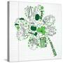 Saint Patrick's Day Doodles in the Shape of Clover with Four Leaves-Alisa Foytik-Stretched Canvas