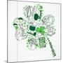 Saint Patrick's Day Doodles in the Shape of Clover with Four Leaves-Alisa Foytik-Mounted Art Print