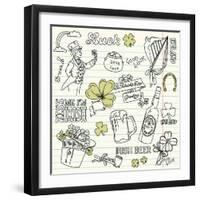 Saint Patrick's Day Doodles - Vintage Style-Alisa Foytik-Framed Art Print