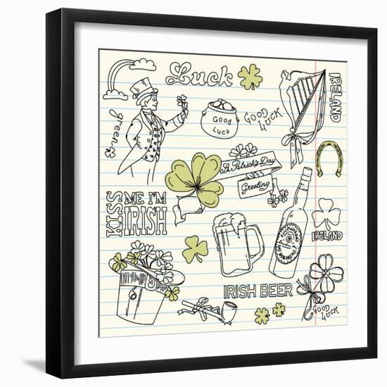 Saint Patrick's Day Doodles - Vintage Style-Alisa Foytik-Framed Art Print