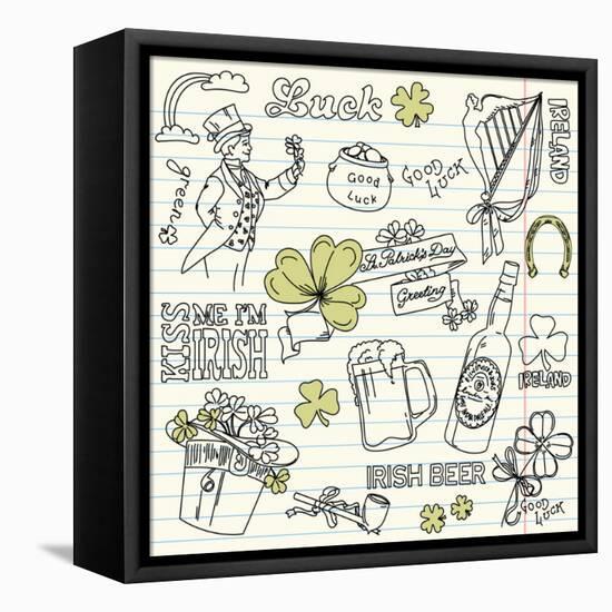 Saint Patrick's Day Doodles - Vintage Style-Alisa Foytik-Framed Stretched Canvas