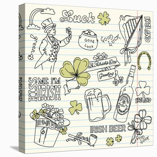 Saint Patrick's Day Doodles - Vintage Style-Alisa Foytik-Stretched Canvas