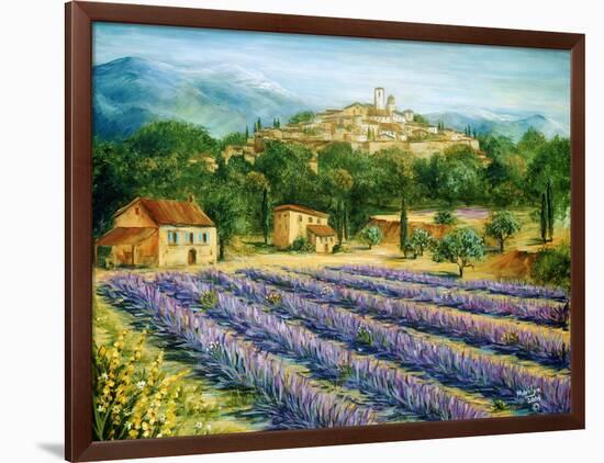 Saint Paul De Vence and Lavender-Marilyn Dunlap-Framed Art Print