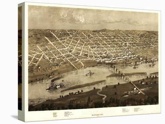 Saint Paul, Minnesota - Panoramic Map-Lantern Press-Stretched Canvas