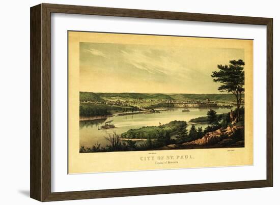 Saint Paul, Minnesota - Panoramic Map-Lantern Press-Framed Art Print