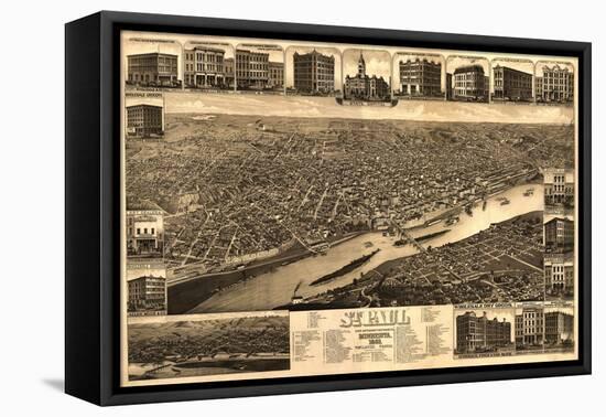 Saint Paul, Minnesota - Panoramic Map-Lantern Press-Framed Stretched Canvas