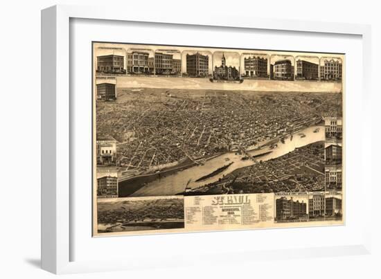 Saint Paul, Minnesota - Panoramic Map-Lantern Press-Framed Art Print