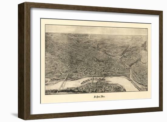 Saint Paul, Minnesota - Panoramic Map-Lantern Press-Framed Art Print