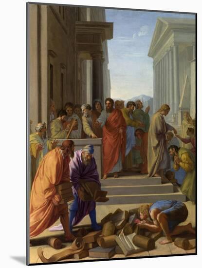 Saint Paul Preaching at Ephesus, 1649 (Oil on Canvas)-Eustache Le Sueur-Mounted Giclee Print