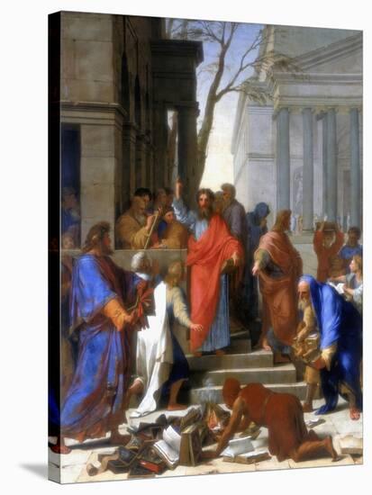 Saint Paul Preaching at Ephesus, 1649-Eustache Le Sueur-Stretched Canvas