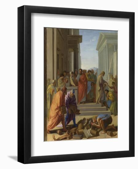 Saint Paul Preaching at Ephesus, 1649-Eustache Le Sueur-Framed Premium Giclee Print