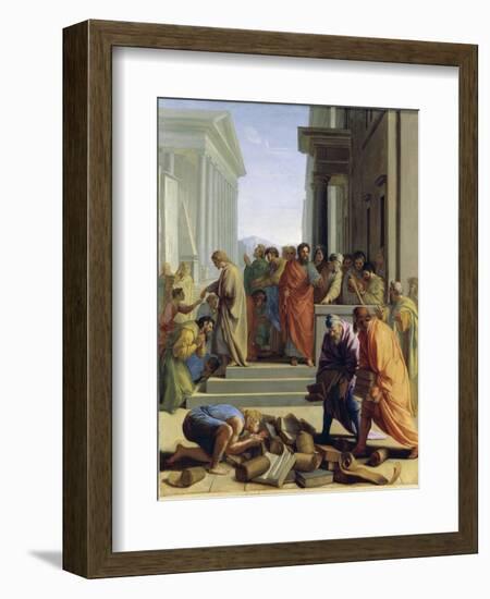 Saint Paul Preaching in Ephesus-Eustache Le Sueur-Framed Giclee Print