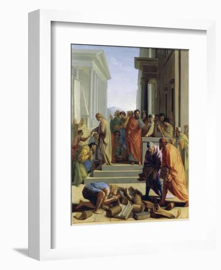 Saint Paul Preaching in Ephesus-Eustache Le Sueur-Framed Giclee Print