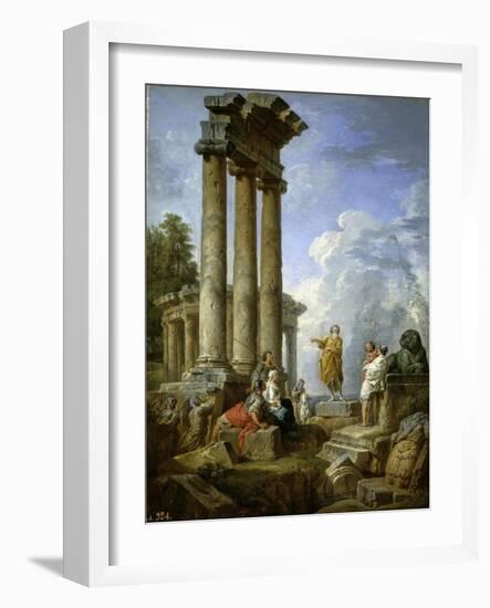 Saint Paul Prophesying Amongst the Ruins, ca. 1735-Giovanni Paolo Panini-Framed Giclee Print