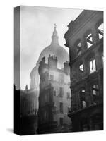 Saint Paul's Cathedral Admist Ruins-null-Stretched Canvas